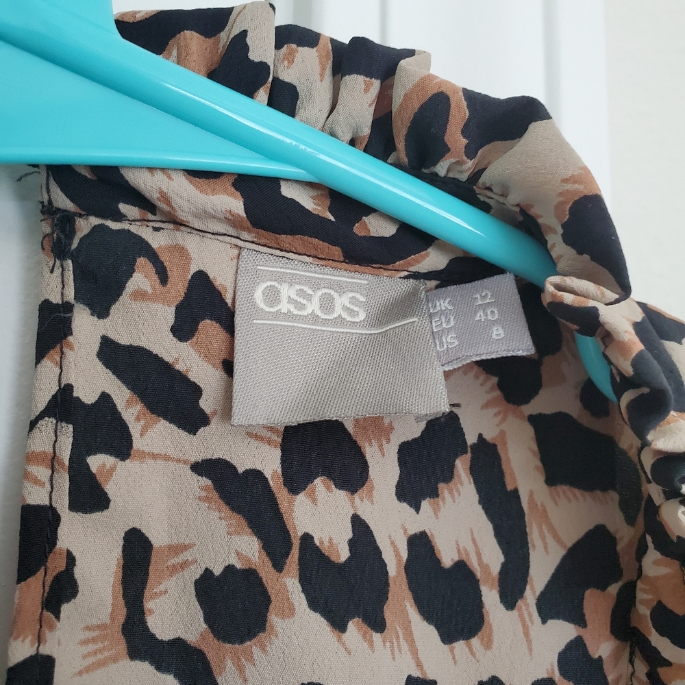 EUC ASOS Leopard Pattern Ruffle Dress - Picture 5 of 12